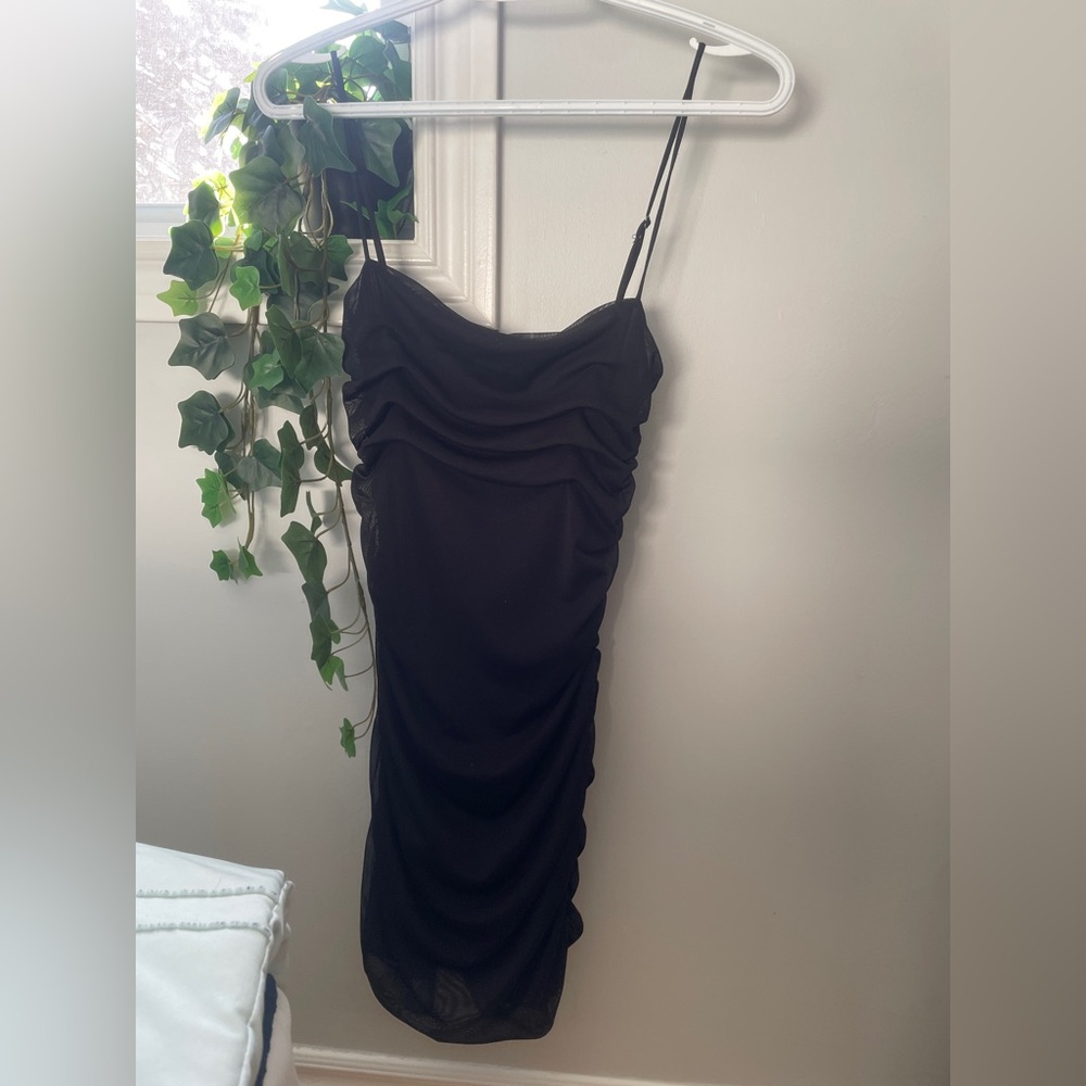 Garage Black Ruched Mini Dress